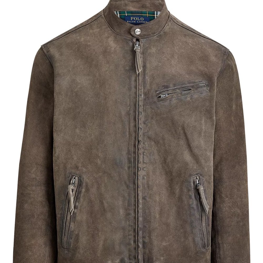Polo Ralph Lauren, Suede Mens Jacket , Gray, XXL